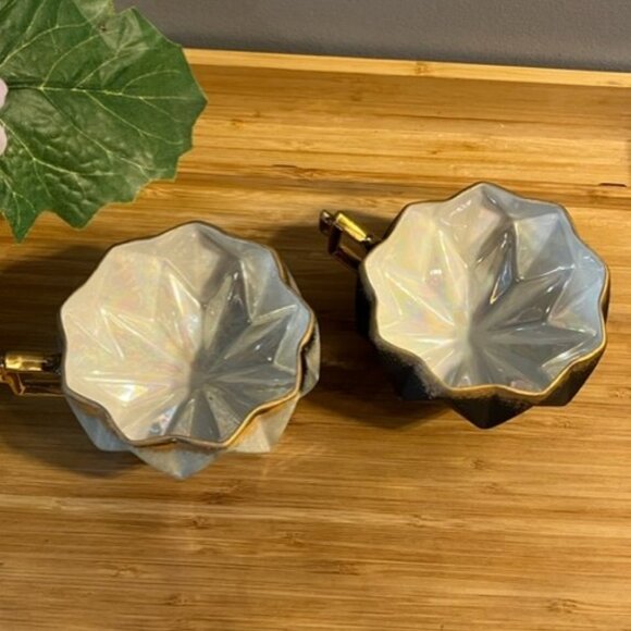 Vintage Japanese Lusterware iridescent Set of 2 tea cups art deco - Picture 2 of 12
